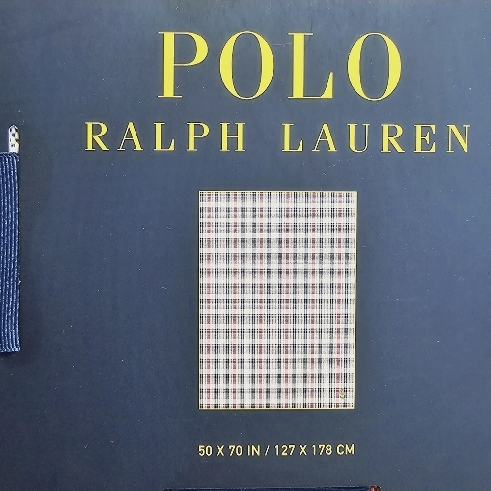 New Polo Ralph Lauren Blanket Throw Fisherman Polo Bear Cotton Navy 50X70 NWOT - Picture 4 of 6